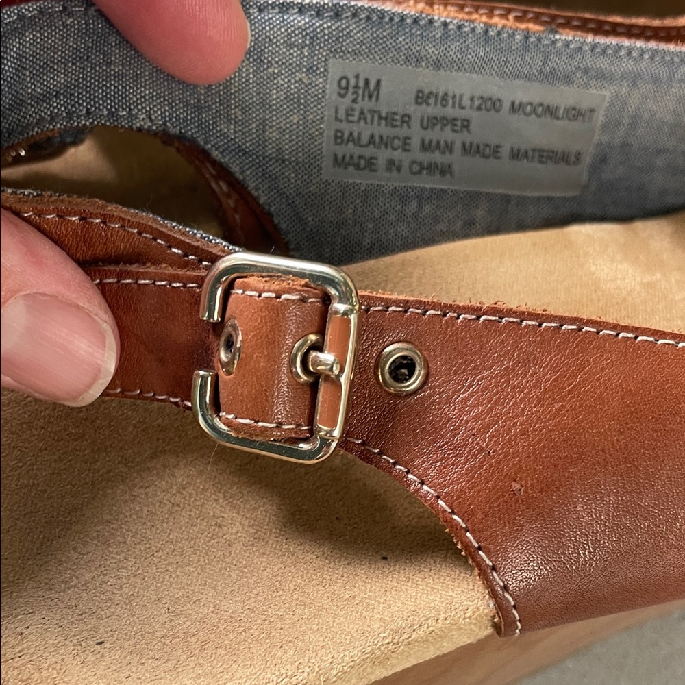Dr. Scholl's Tan Leather Wedge Sandals - Picture 8 of 12